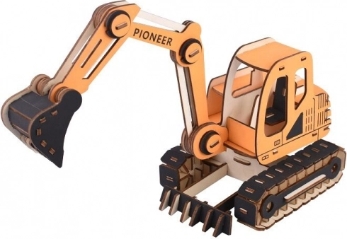 Woodcraft dřevěné 3D puzzle rypadlo oranžové