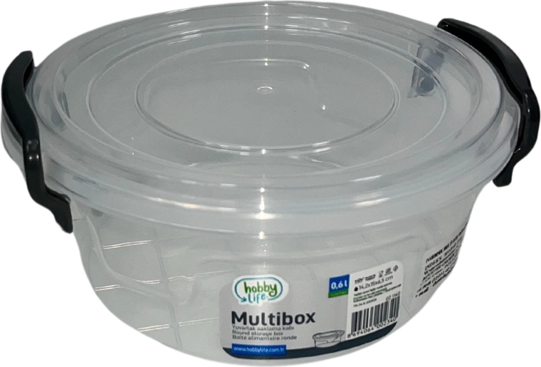 Plastový kulatý box na potraviny 600 ml s víčkem