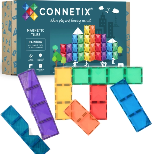 Magnetické stavebnice CONNETIX Rainbow Rectangle Pack – 18 dílů
