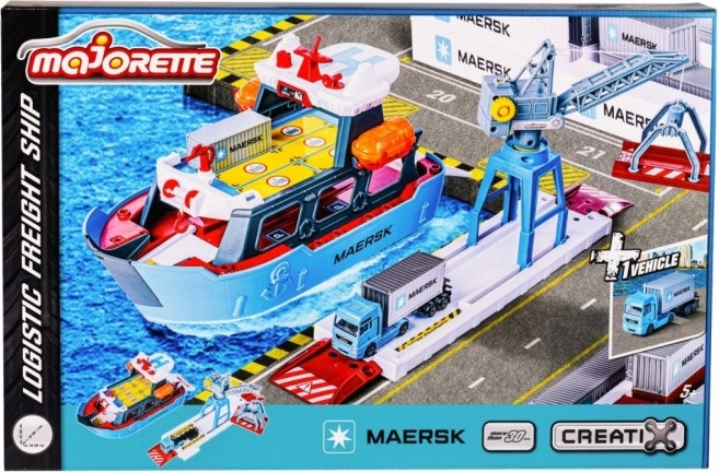 Majorette logistický přístav MAERSK se zásilkovou lodí a vozidlem