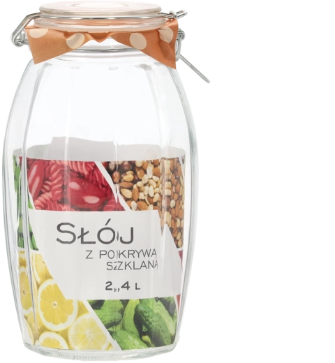 Skleněná dóza 2,4 l se skleněným víkem a mechanickým uzávěrem