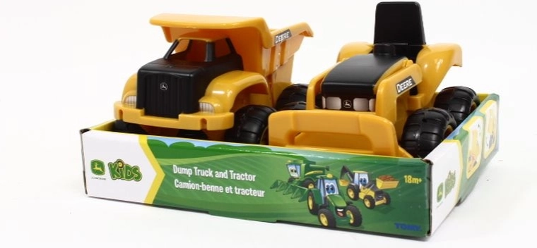 TOMY John Deere dětské stavební vozy – traktor a sklápěčka (2 ks)