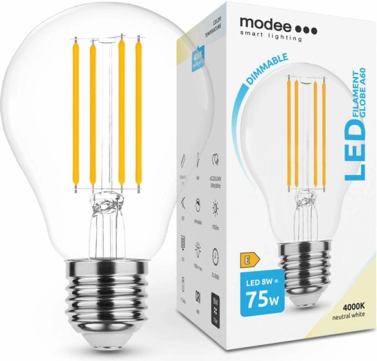 Modee Smart Lighting LED filamentová žárovka E27 8 W neutrální bílá