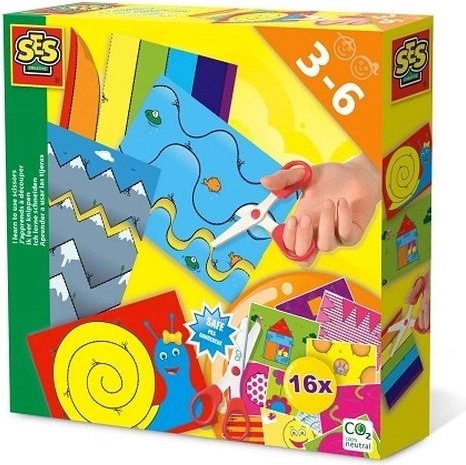 SES Creative učím se stříhat – sada se bezpečnými nůžkami a 16 kartami
