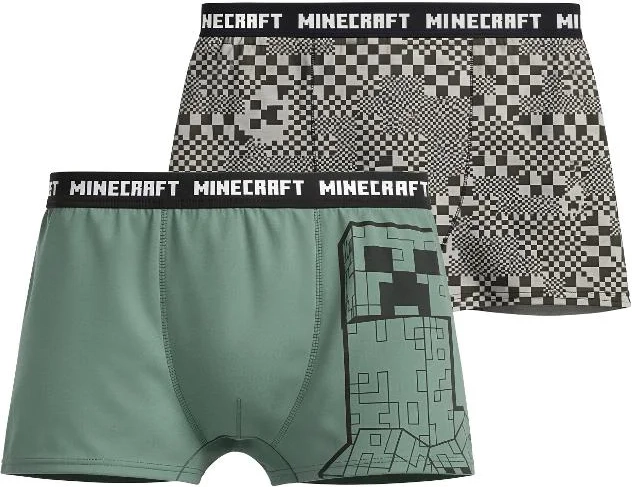 Minecraft chlapecké boxerky zeleno-šedé (duopack 2 ks) – Velikost: 122-128