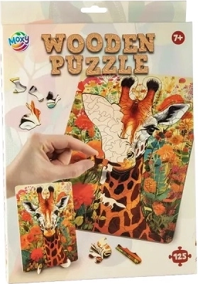 Dřevěné puzzle Žirafa 125 dílků s podstavcem