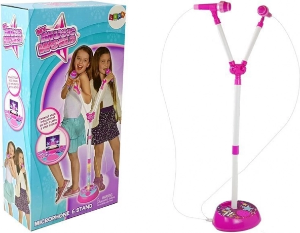 Dětský dvojitý karaoke mikrofon se stojanem a světly, MP3
