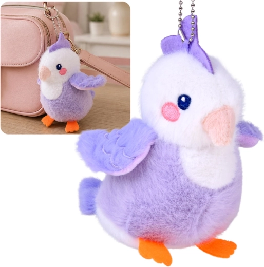 Plyšový ptáček Liliová Lilka s pískátkem, přívěsek 13 cm - 1 kus
