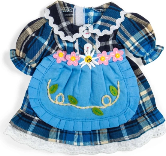 Bigjigs Toys modré kostkované šaty pro panenku 34 cm
