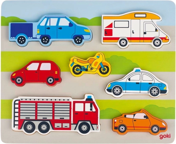 Dřevěná vkládačka dopravní prostředky Goki