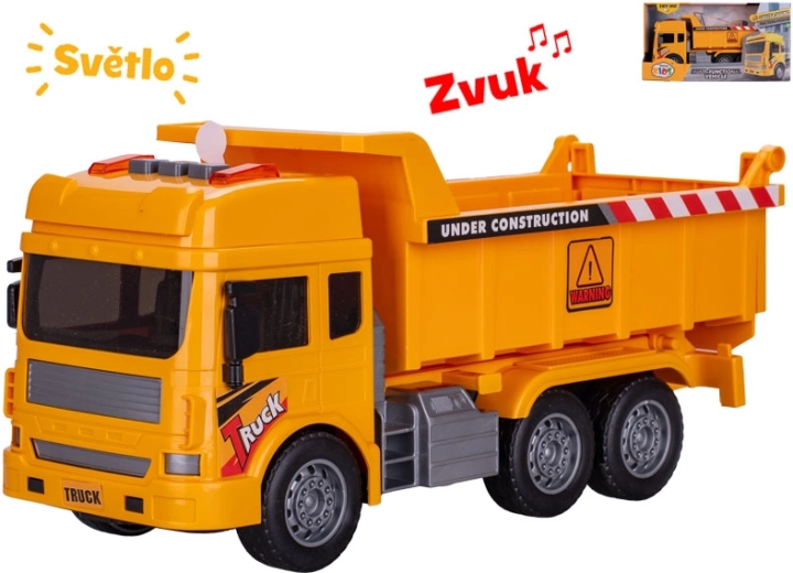 Stavební sklápěčka na setrvačník se světlem a zvukem 27 cm