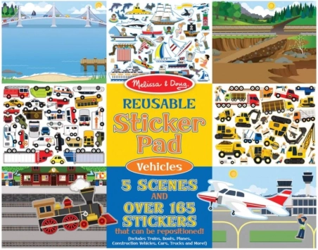 Melissa & Doug - znovupoužitelné samolepky Vozidla