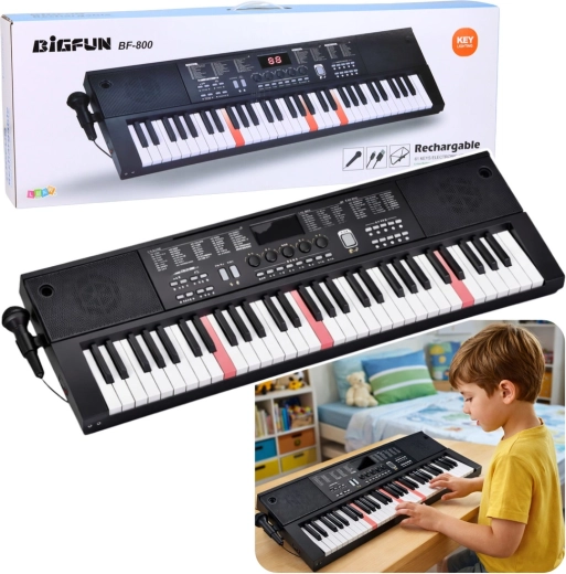 Elektronický keyboard 61 kláves s mikrofonem a podsvícením kláves