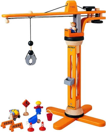PlanToys dřevěná sada stavební jeřáb