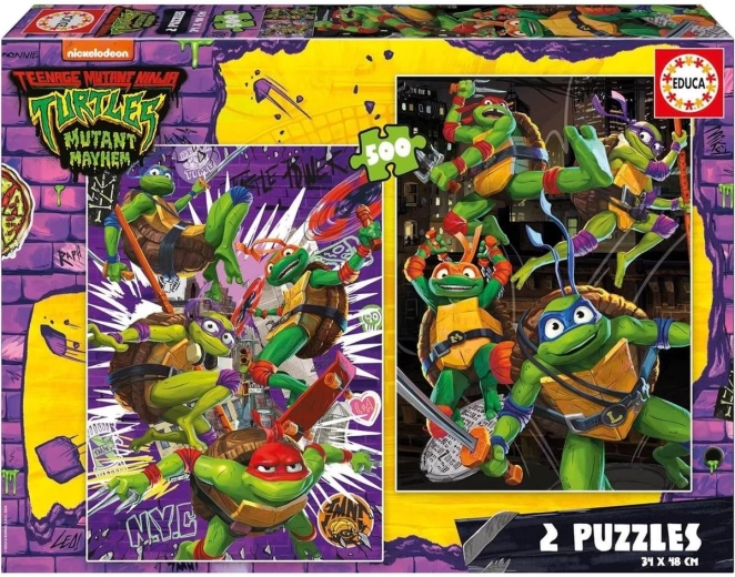 Puzzle želvy ninja 2×500 dílků