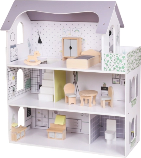 Dřevěný domeček pro panenky rose montessori baby mix