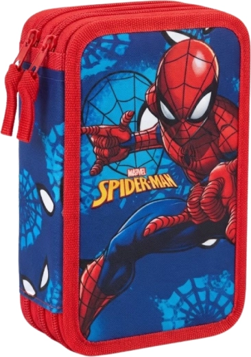 Třípatrový vybavený školní penál Spider-Man modro-červený