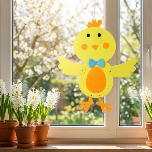 Velikonoční závěsná dekorace kuřátko z filcu