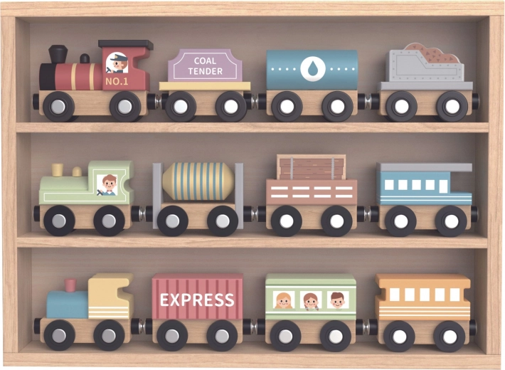 Tooky Toy Dřevěné Vláčky s Magnety