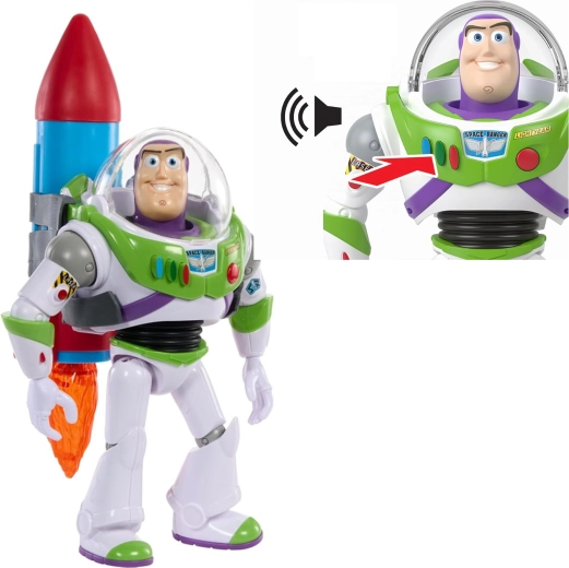 Mattel Disney Toy Story interaktivní figurka Buzz Rakeťák s raketou 27 cm (anglická verze) - 1 kus