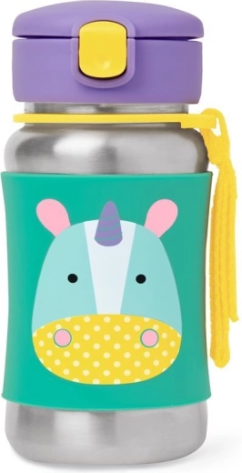 Skip Hop Zoo nerezová láhev s brčkem Jednorožec