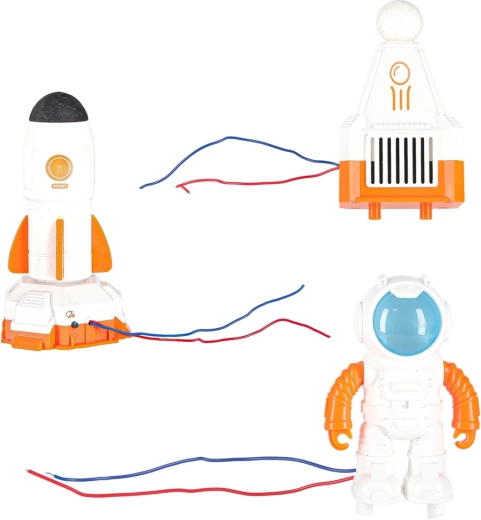 Vesmírná mise s raketou a astronautem