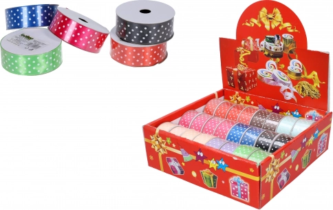 Saténová stuha s puntíky 2,5 cm x 2,7 m