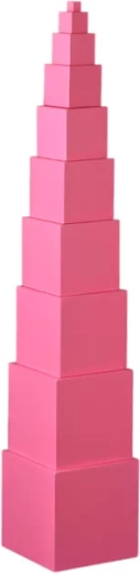 Montessori růžová věž z dřevěných kostek (10 ks)