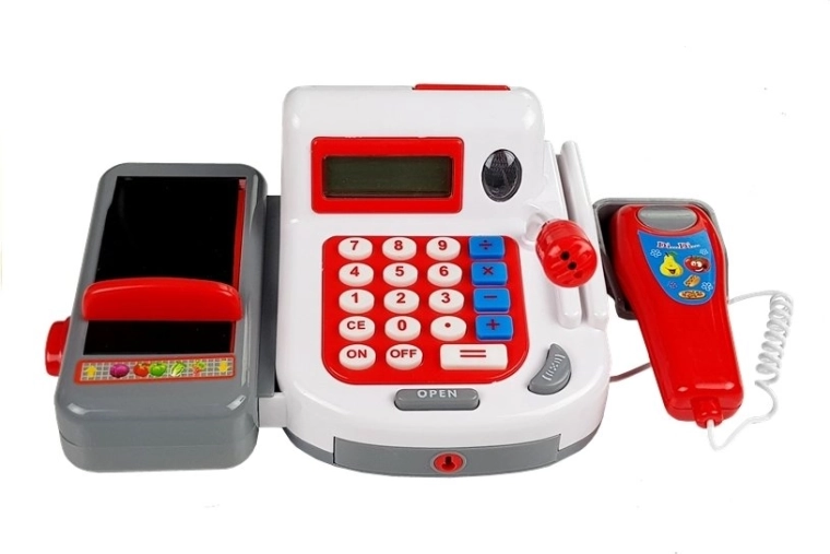 Realistická pokladna s pípajícím skenerem