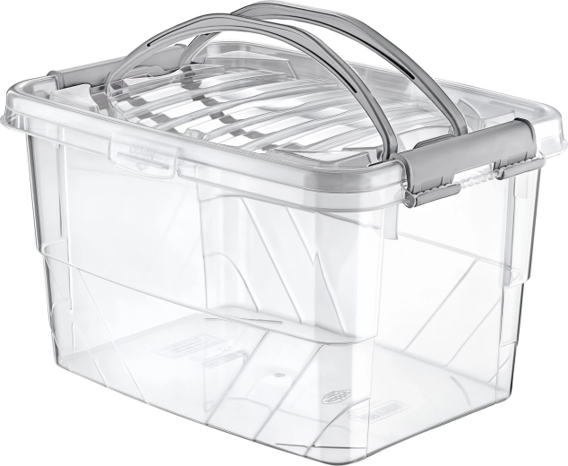 Úložný box Handy Box 13 l s víkem a klipy, transparentní