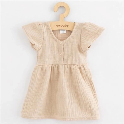 Dětské mušelínové šaty New Baby béžové 74 (6–9 m)