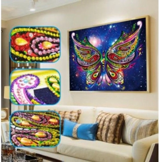 Diamantové vyšívání (diamond painting) motýl 30 × 40 cm - 1 kus
