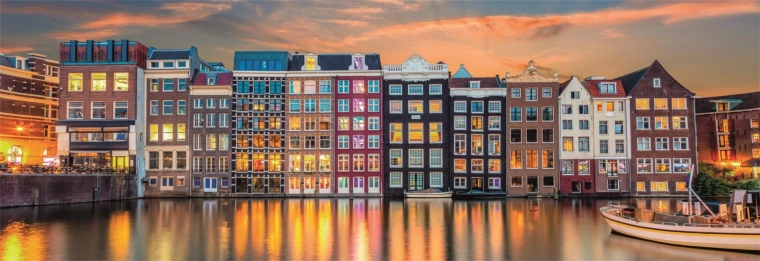 panorama puzzle 1000 dílků – zářivý amsterdam