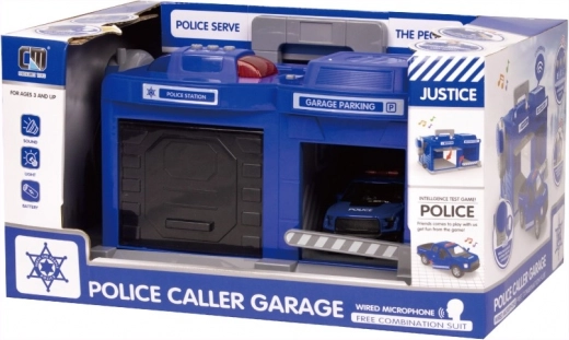 Policejní hrací set – garáž se světelnými a zvukovými efekty