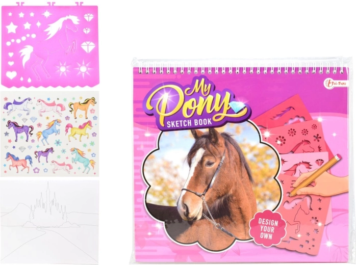Kreativní skicák s doplňky a šablonami MY PONY 26 cm