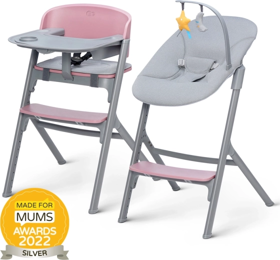 Kinderkraft Select set jídelní židlička Livy aster pink s lehátkem Calmee