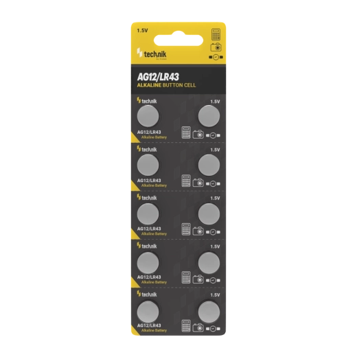 Alkalická knoflíková baterie Technik Platinum AG12 / LR43 1,5 V, balení 10 ks