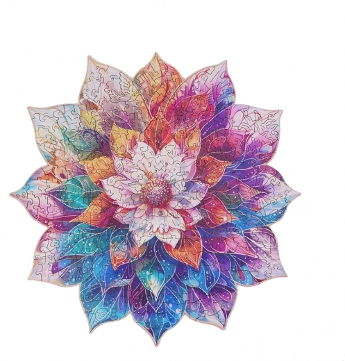 Dřevěné puzzle Květinová mandala
