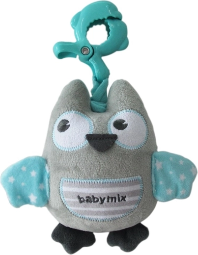 Hrací plyšová hračka s klipem Baby Mix sova mátová
