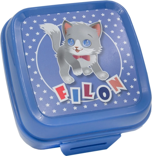 Svačinový box s klik uzávěrem 12,5 × 12,5 × 8 cm – plastový, mix barev