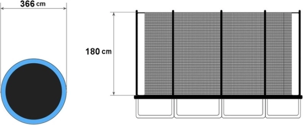 Padne na trampolíny 12 ft se 8 sloupky