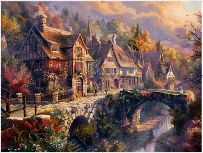 Norimpex malování podle čísel Horské městečko u vody 40 × 50 cm