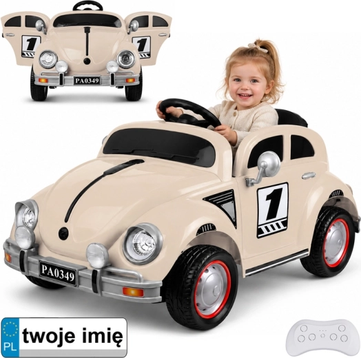 Dětské elektrické autíčko garbus retro s houpáním – Bežová