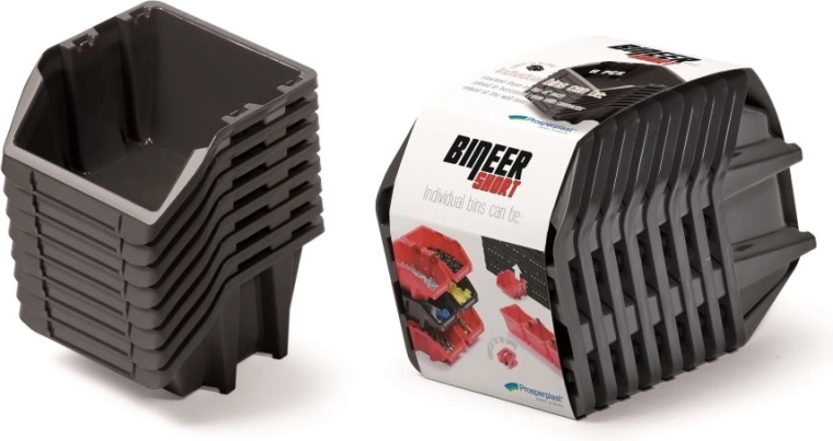 Sada úložných boxů Bineer Short, 8 ks, 206 × 118 × 144 mm, černá