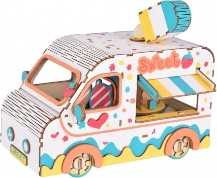 Dřevěné 3D puzzle – zmrzlinářské auto WOODCRAFT