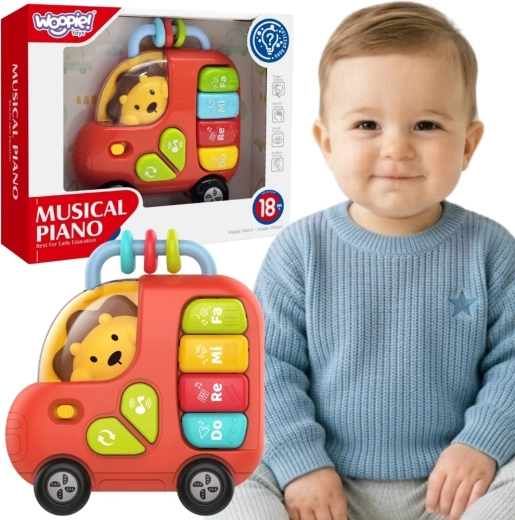 Woopie baby interaktivní klavírní autobus s lvem se zvuky a světly