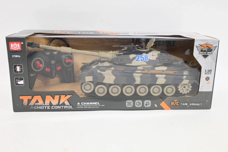 Dálkově ovládaný tank Tank Assault v měřítku 1:20 – Maskáčový – na baterie