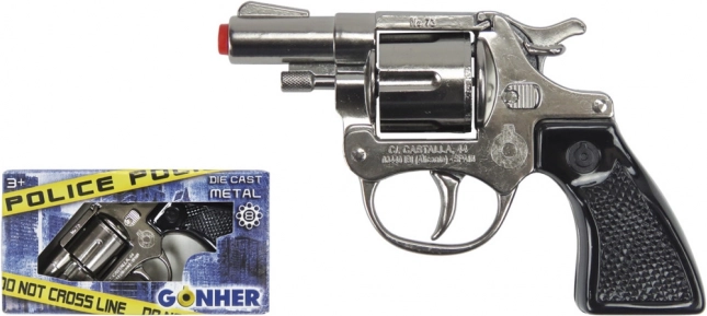 Policejní kovový revolver na kapslíky, stříbrný (8 ran)