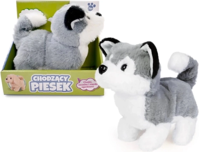 Chodící plyšový pejsek husky 15 cm