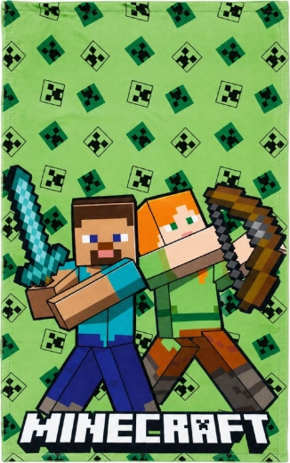 Ručník Minecraft 30 × 50 cm zelený – Steve a Alex